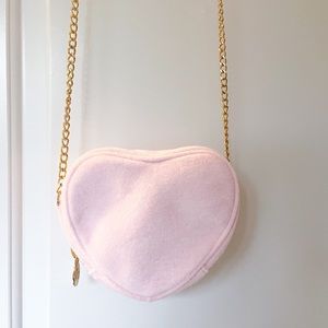 Stoney clover x target pink heart terry cloth purse chain strap crossbody
